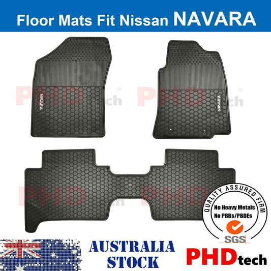 All Weather Rubber Car Floor Mats Fit Nissan Navara D40 Dual Cab 2008-2015 THAILAND BUILT