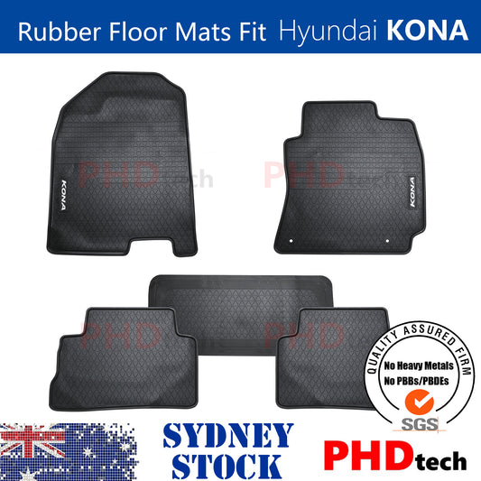 All Weather Rubber Car Floor Mats Fit HYUNDAI KONA 2017~2023