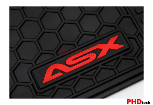 All Weather Rubber Car Boot Liner Set fit MITSUBISHI ASX 2010-2022 Red Trim