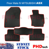 All Weather Rubber Car Floor Mats & Boot Liner Set fit MITSUBISHI ASX 2010-2022 Red Trim