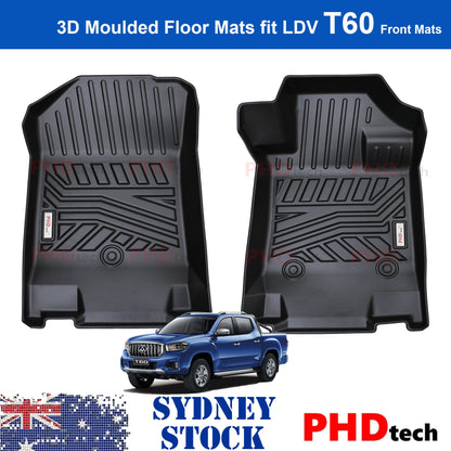 3D Moulded Car Floor Mats fit LDV T60 2018~2021 Front Mats(W/ Driver Footrest)