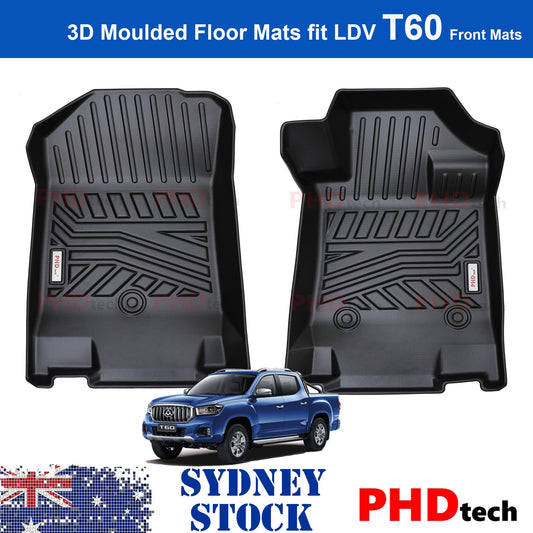 3D Moulded Car Floor Mats fit LDV T60 2018~2021 Front Mats(W/ Driver Footrest)