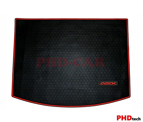 All Weather Rubber Car Boot Liner Set fit MITSUBISHI ASX 2010-2022 Red Trim