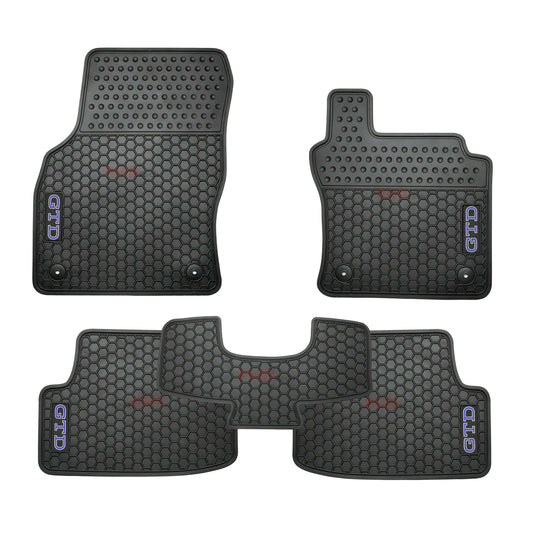 All Weather Rubber Car Floor Mats fit VW Golf GTD MK8 Volkswagen--Blue GTD