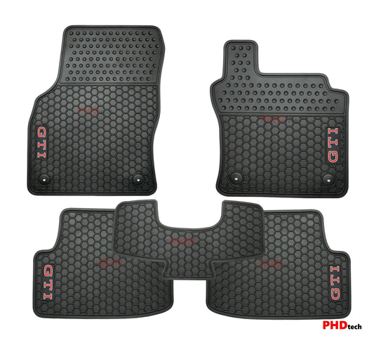 All Weather Rubber Car Floor Mats fit VW Golf GTI MK8 Volkswagen--Red GTI
