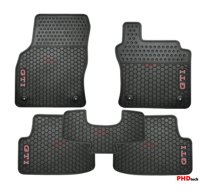 All Weather Rubber Car Floor Mats + Boot Liner Set fit VW Golf GTI MK8 Volkswagen--Red GTI