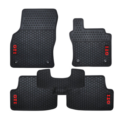 All Weather Rubber Car Floor Mats fit VW Golf GTI MK7 Volkswagen--Red GTI7