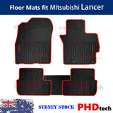All Weather Rubber Car Floor Mats Fit Mitsubishi Lancer Red Trim