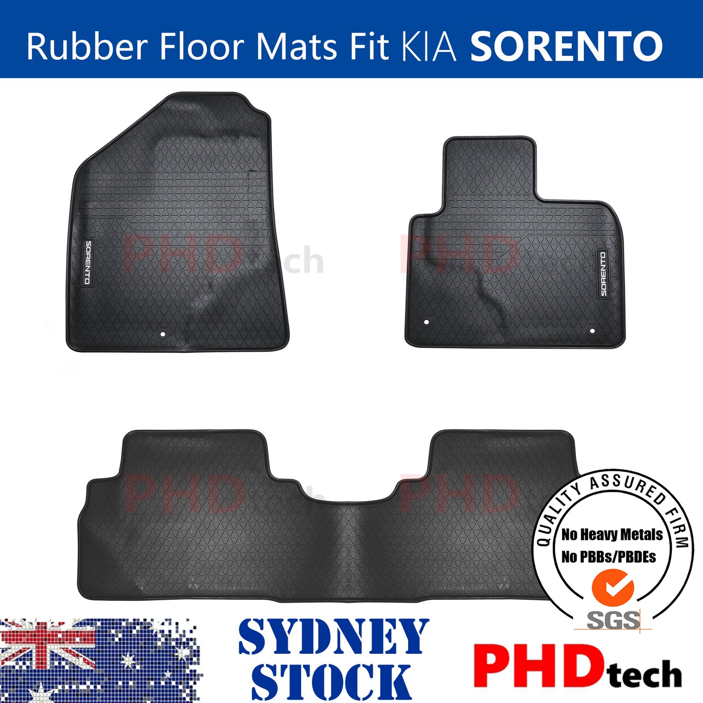 All Weather Rubber Car Floor Mats Fit Kia Sorento UM 2015 - 2020