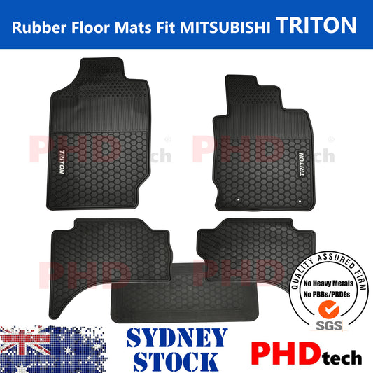 All Weather Rubber Car Floor Mats fit MITSUBISHI Triton MQ/MR Dual Cab 2015-2023
