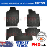 All Weather Rubber Car Floor Mats fit MITSUBISHI Triton MQ/MR Dual Cab 2015-Mar. 2024