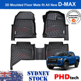 3D Moulded Car Floor Mats fit DMAX D-MAX Dual Cab MY21+ Aug. 2020~Onwards Full Set