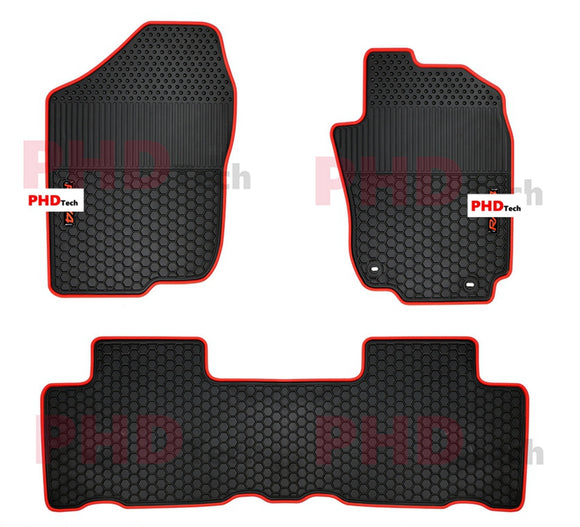 Premium Quality All Weather Rubber Floor Mats fit TOYOTA RAV4 2012.12 – 2018 RED Trim and Logo