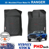 3D Moulded Floor Mats Liner fit Ford Ranger(2011-JUN 2022)--Front Mats