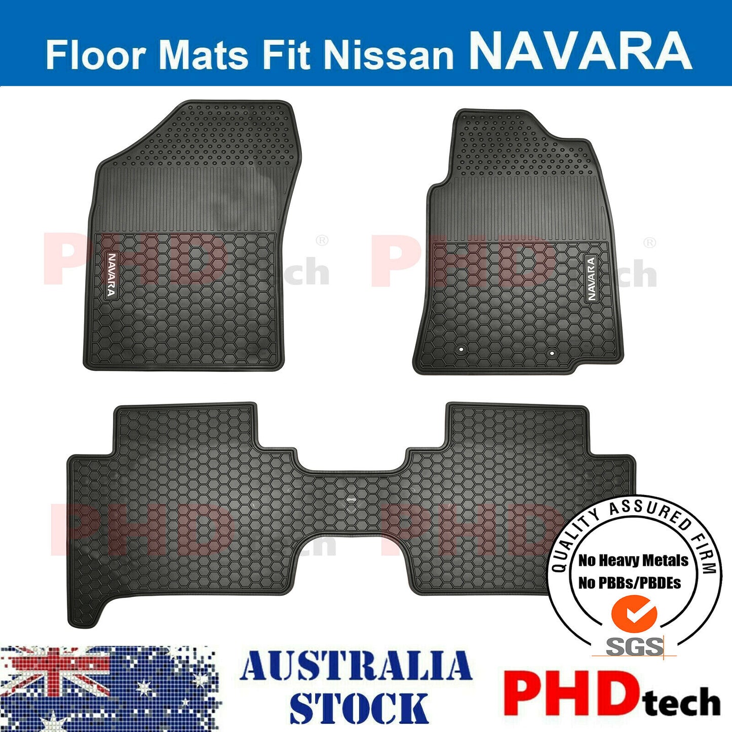 All Weather Rubber Car Floor Mats Fit Nissan Navara D40 Dual Cab 2008-2015  THAILAND BUILT