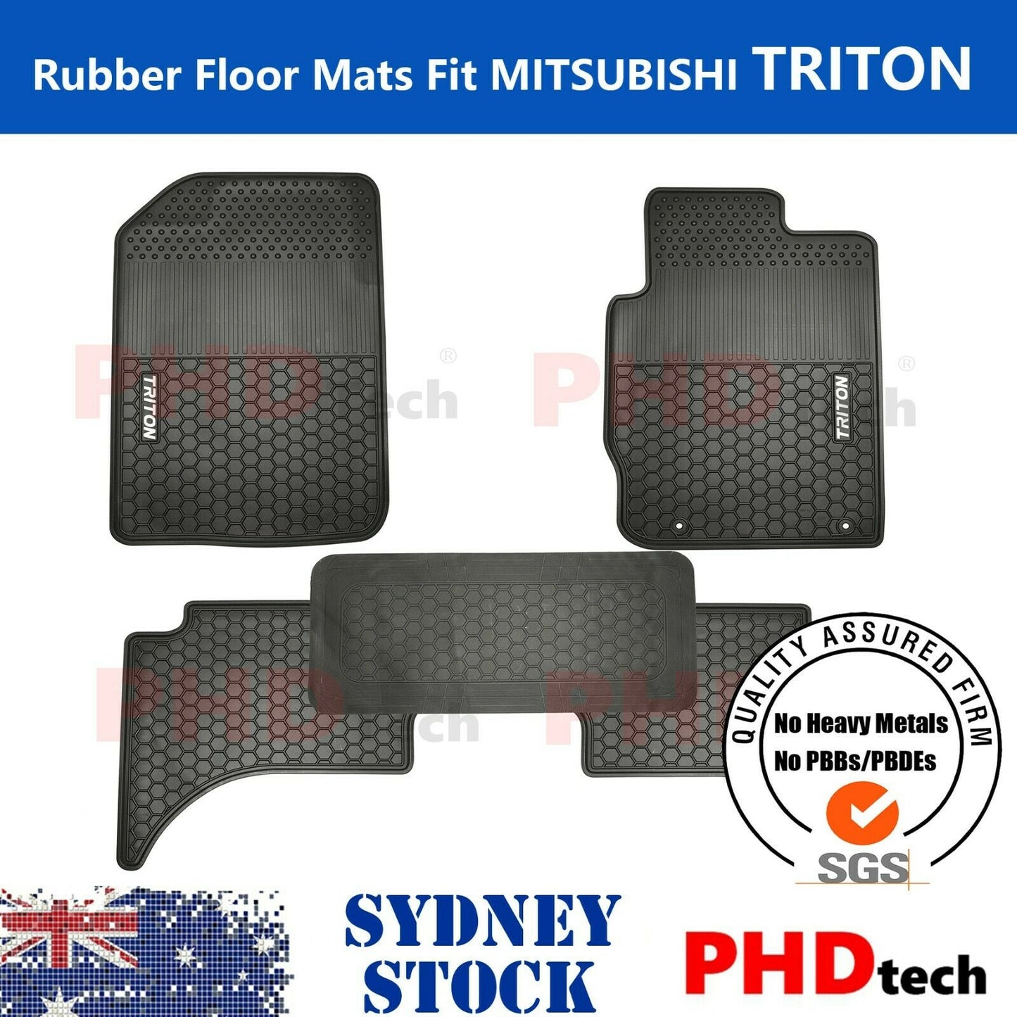 All Weather Rubber Car Floor Mats fit MITSUBISHI Triton MN/ML Dual Cab 1st & 2nd Row