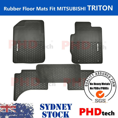 All Weather Rubber Car Floor Mats fit MITSUBISHI Triton MN/ML Dual Cab 1st & 2nd Row