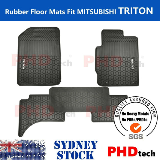 All Weather Rubber Car Floor Mats fit MITSUBISHI Triton MN/ML Dual Cab 1st & 2nd Row