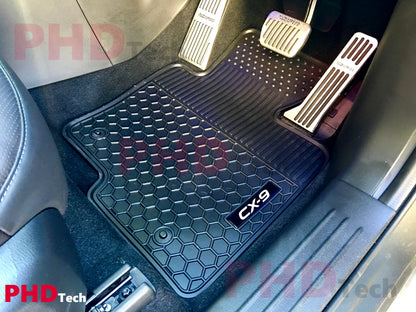 Mazda CX-9 CX9 2017-onwards Premium Quality All Weather Rubber Car Floor Mats 3 rows 9 pieces