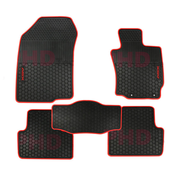 All Weather Rubber Car Floor Mats fit MITSUBISHI ASX Red Trim 2010-2022