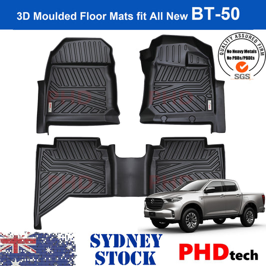 3D Moulded Car Floor Mats Mazda BT-50 Dual Cab MY21+ Aug. 2020~Onwards Full Set BT50