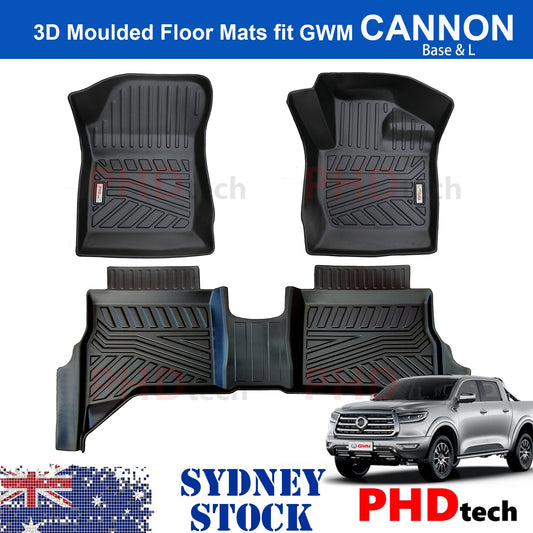 GWM Greatwall UTE CANNON Base and L MY21+ 2021~Onward 3D Moulded Car Floor Mats