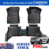 ***Back Order Dec.***GWM Greatwall UTE CANNON Base and L MY21+ 2021~Onward 3D Moulded Car Floor Mats