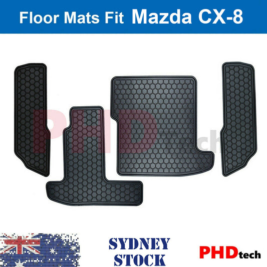 Mazda CX-8 CX8 2018-onwards Premium Quality All Weather Rubber Car Floor Mats for 3rd Row