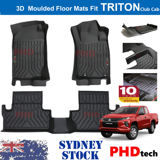 3D MOULDED CAR FLOOR MATS Mitsubishi Triton Club Cab MQ/MR 2015-2023
