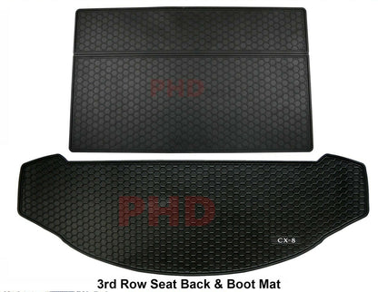 Mazda CX-8 CX8 2018-onwards Tailor Made All Weather Rubber Car Cargo Mat Liner+3rd Row Seat Back