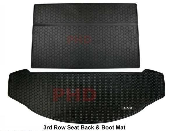 Mazda CX-8 CX8 2018-onwards Tailor Made All Weather Rubber Car Cargo Mat Liner+3rd Row Seat Back