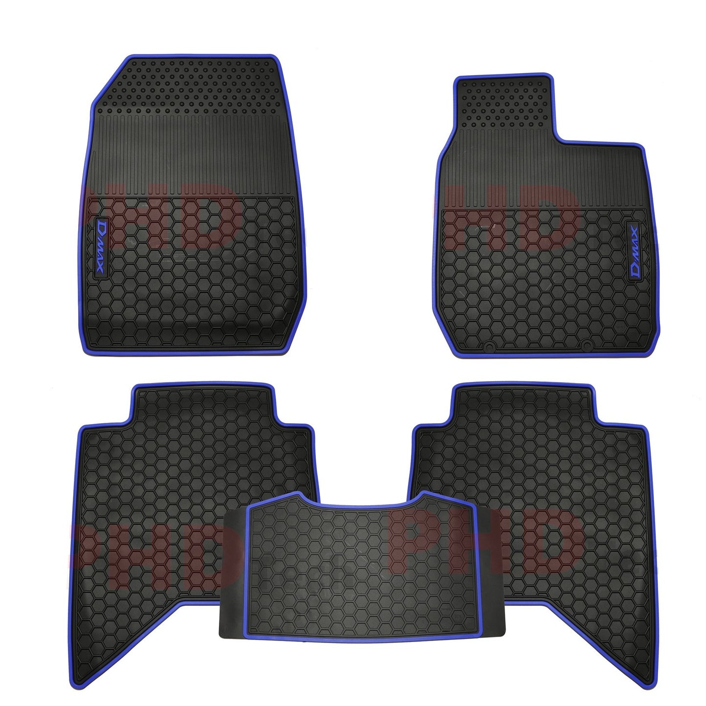All Weather Rubber Car Floor Mats Fit ISUZU D-MAX Dual Cab DMAX 2021~ Blue Trim