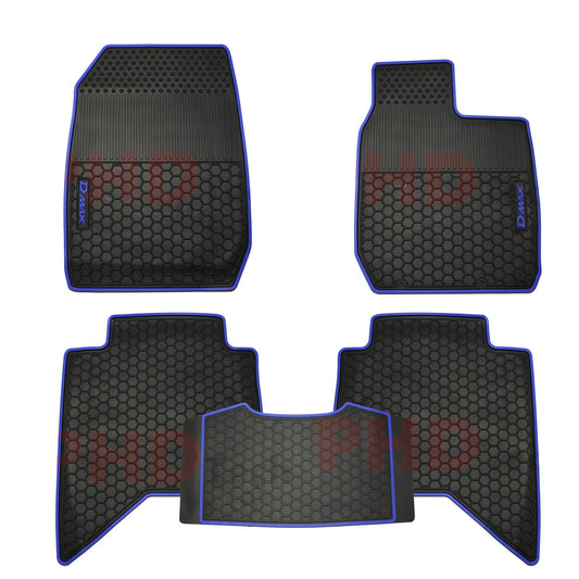 All Weather Rubber Car Floor Mats Fit ISUZU D-MAX Dual Cab DMAX 2021~ Blue Trim