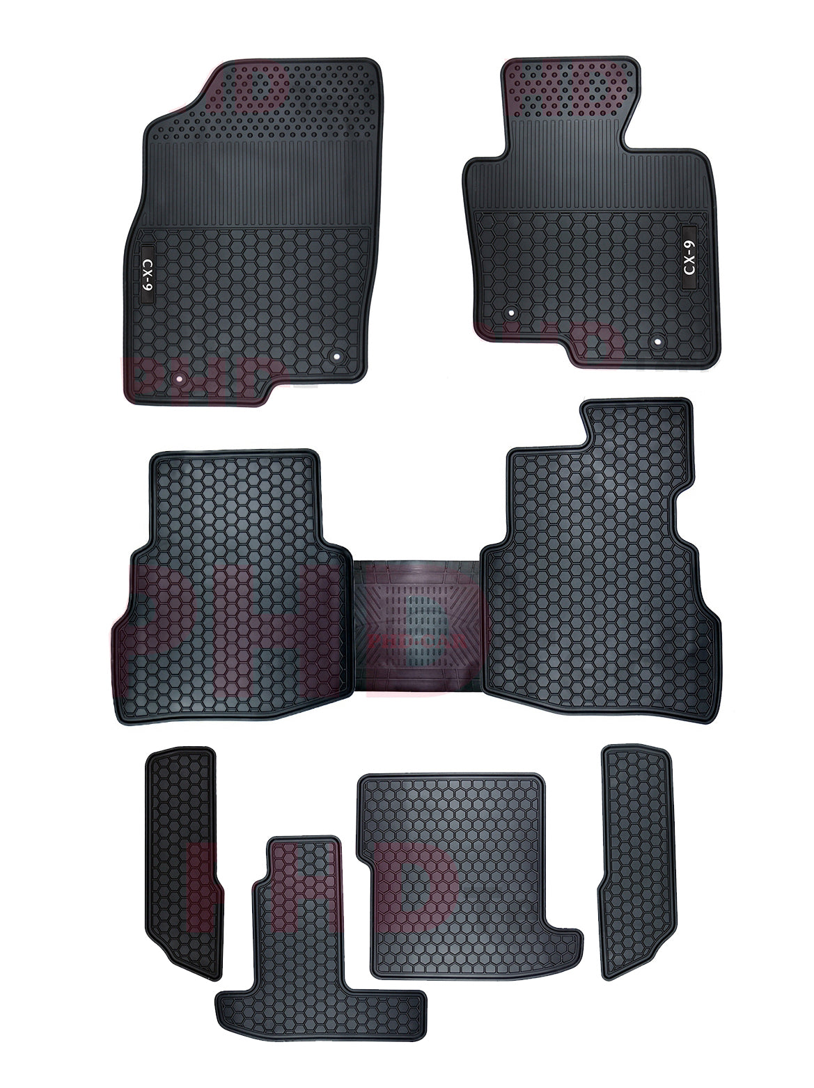 Mazda CX-9 CX9 2017-onwards Premium Quality All Weather Rubber Car Floor Mats 3 rows 9 pieces