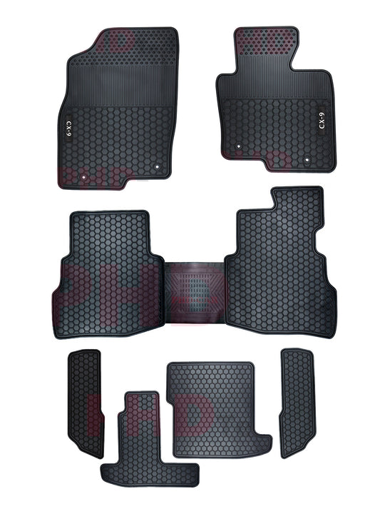 Mazda CX-9 CX9 2017-onwards Premium Quality All Weather Rubber Car Floor Mats 3 rows 9 pieces