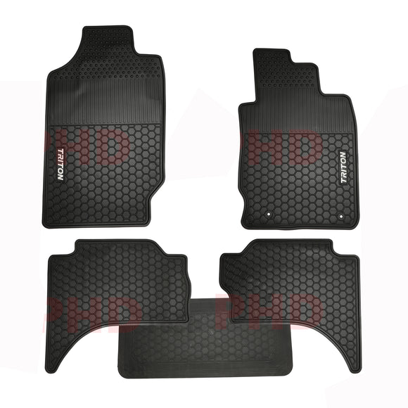 All Weather Rubber Car Floor Mats fit MITSUBISHI Triton MQ/MR Dual Cab 2015-2023 1st & 2nd Row