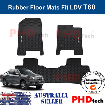 Premium Quality All Weather Rubber Floor Mats fit LDV T60 LUXE PRO Trailrider