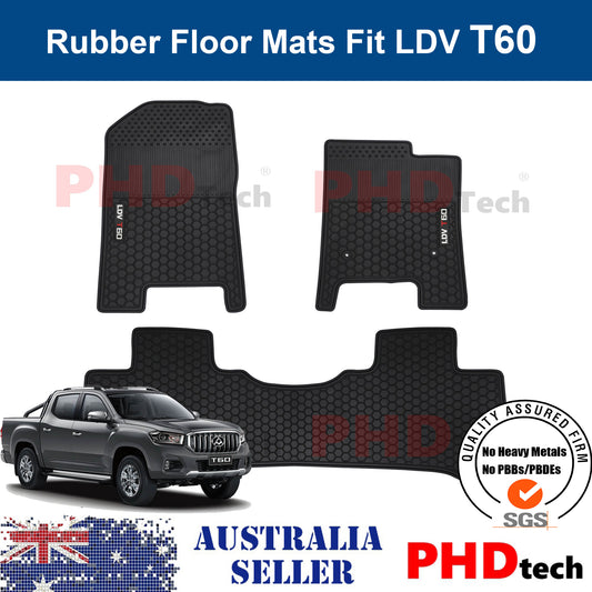 Premium Quality All Weather Rubber Floor Mats fit LDV T60 LUXE PRO Trailrider