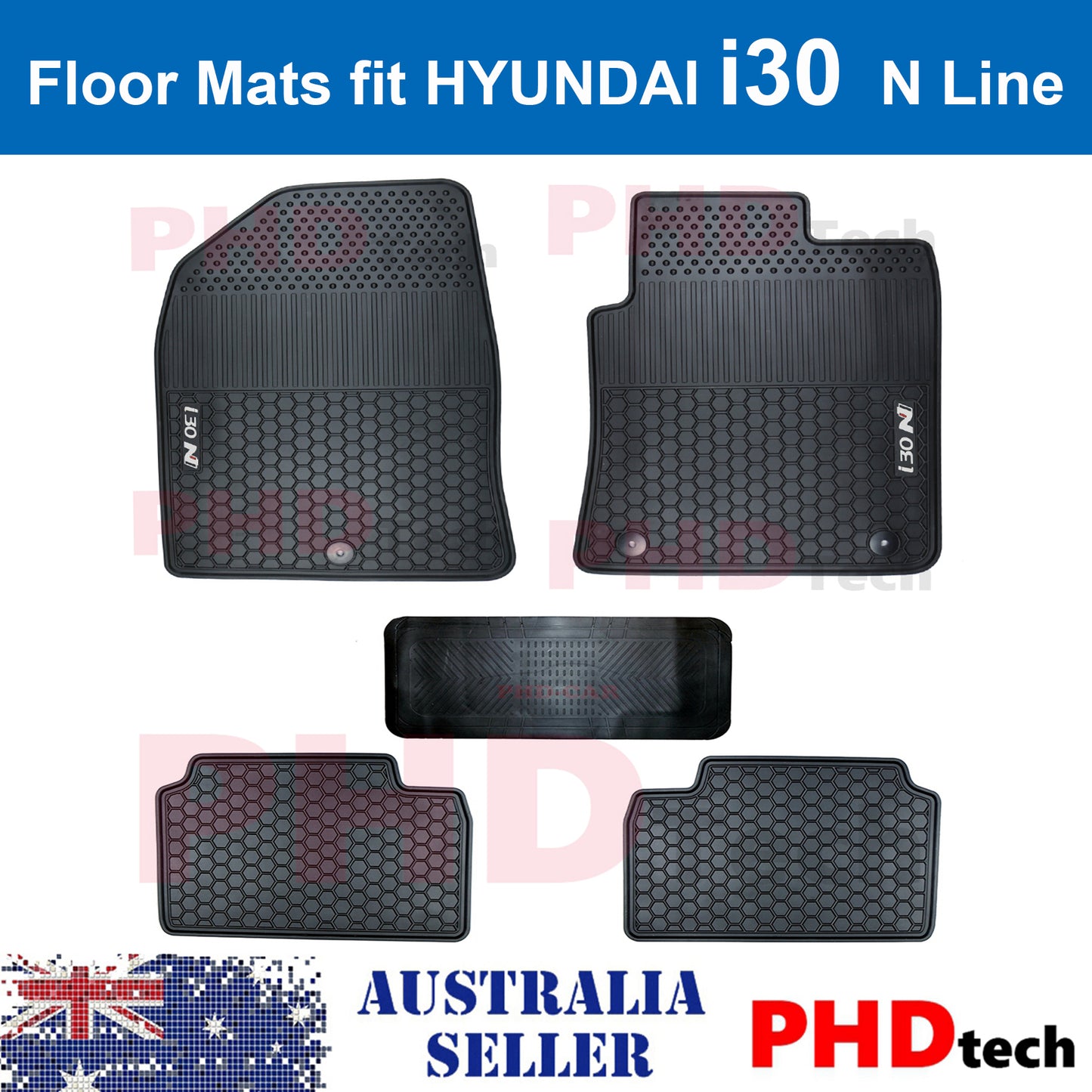 All Weather Rubber Car Floor Mats Fit Hyundai Hatchback i30 N N-Line PD 2017-ONWARD