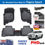 3D Moulded TPE Car Floor Mats fit Mitsubishi Pajero Sport 2015-2023