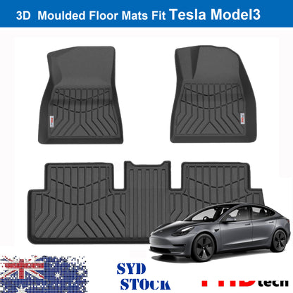 3D Moulded TPE All Weather Floor Mats Liner Fit Tesla Model3 Model 3