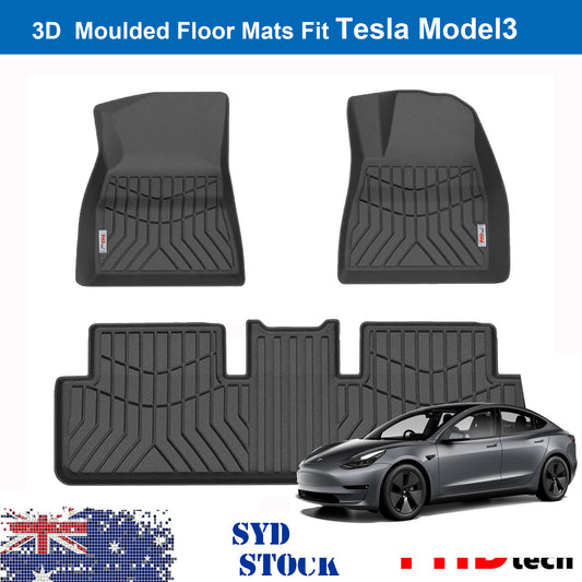 3D Moulded TPE All Weather Floor Mats Liner Fit Tesla Model3 Model 3