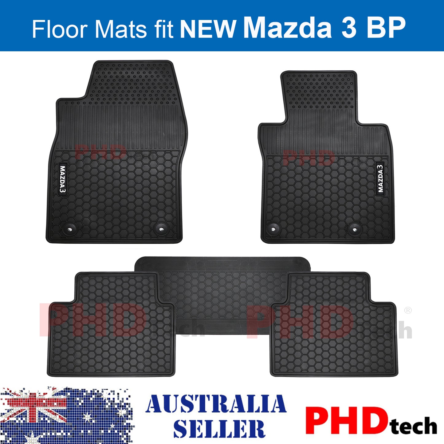 All Weather Rubber Car Floor Mats Fit Mazda 3 Mazda3 BP G20 G25 Hatch & Sedan 2019~