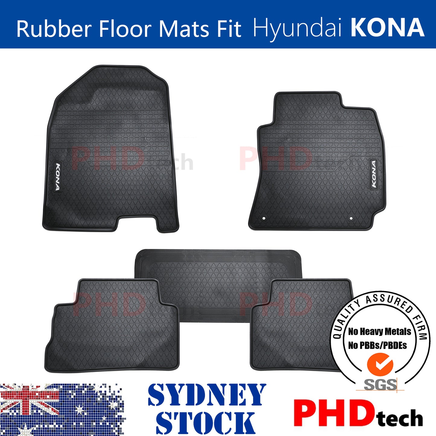 All Weather Rubber Car Floor Mats Fit HYUNDAI KONA 2017~2023
