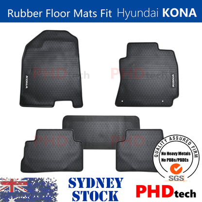 All Weather Rubber Car Floor Mats Fit HYUNDAI KONA 2017~2023