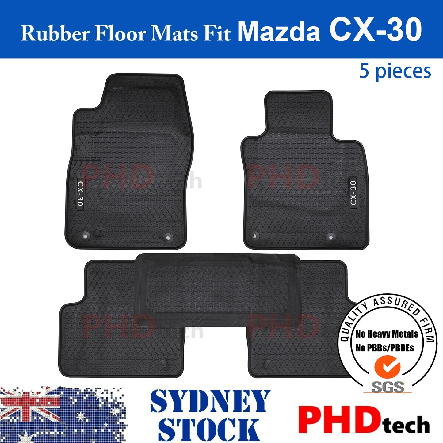 All Weather Rubber Car Floor Mats Fit Mazda 3 Mazda3 BP G20 G25 Hatch & Sedan 2019~