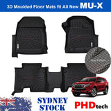 3D Moulded Car Floor Mats Fit MUX MU-X MY21+ 2021~Onward Grip Pattern