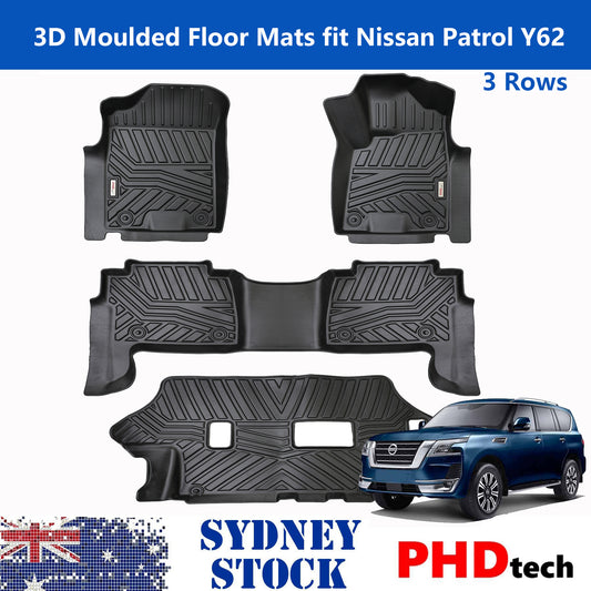 3D MOULDED CAR FLOOR MATS FIT Nissan Patrol Y62 3 Rows Mats Full Set