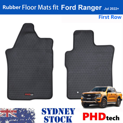 All Weather Rubber Car Floor Mats Fit Ford Ranger July 2022~Onwards First Row Mats