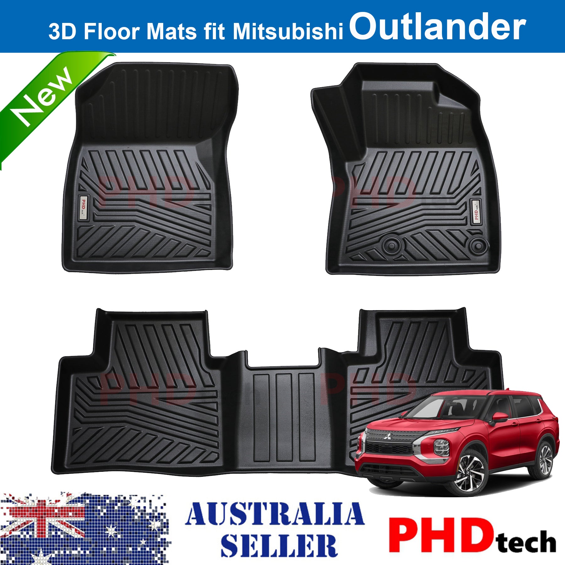 TRAVALL Rubber Car Mats (set of 4) compatible with Mitsubishi Outlander TRAVALL Rubber Car Mats (set of 4) compatible with Mitsubishi Outlander